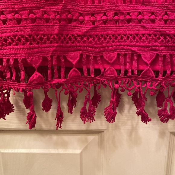 Junco Y Arena Dress Pink Embroidered Lace 3/4 Sleeves Fringe WM SZ 40 Medium 💖 - Picture 9 of 14